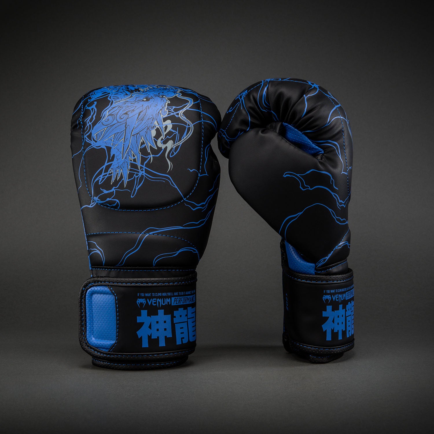 venum-thunder-dragon-boxhandschuhe-schwarz-k-nigsblau-boxen-kickboxen-muay-thai image 2