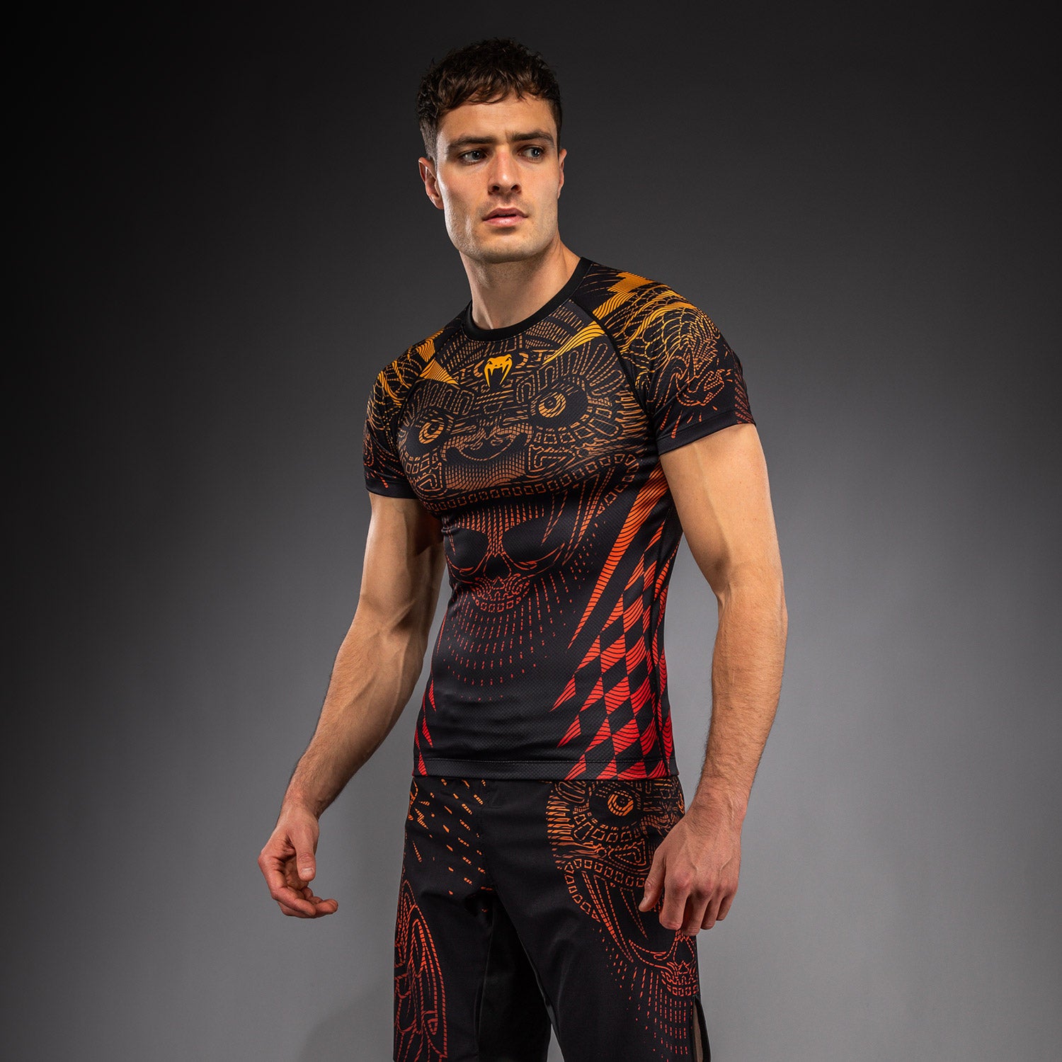venum-quetzal-fury-kurzarm-rashguard-herren-schwarz-rot-tangerine image 2