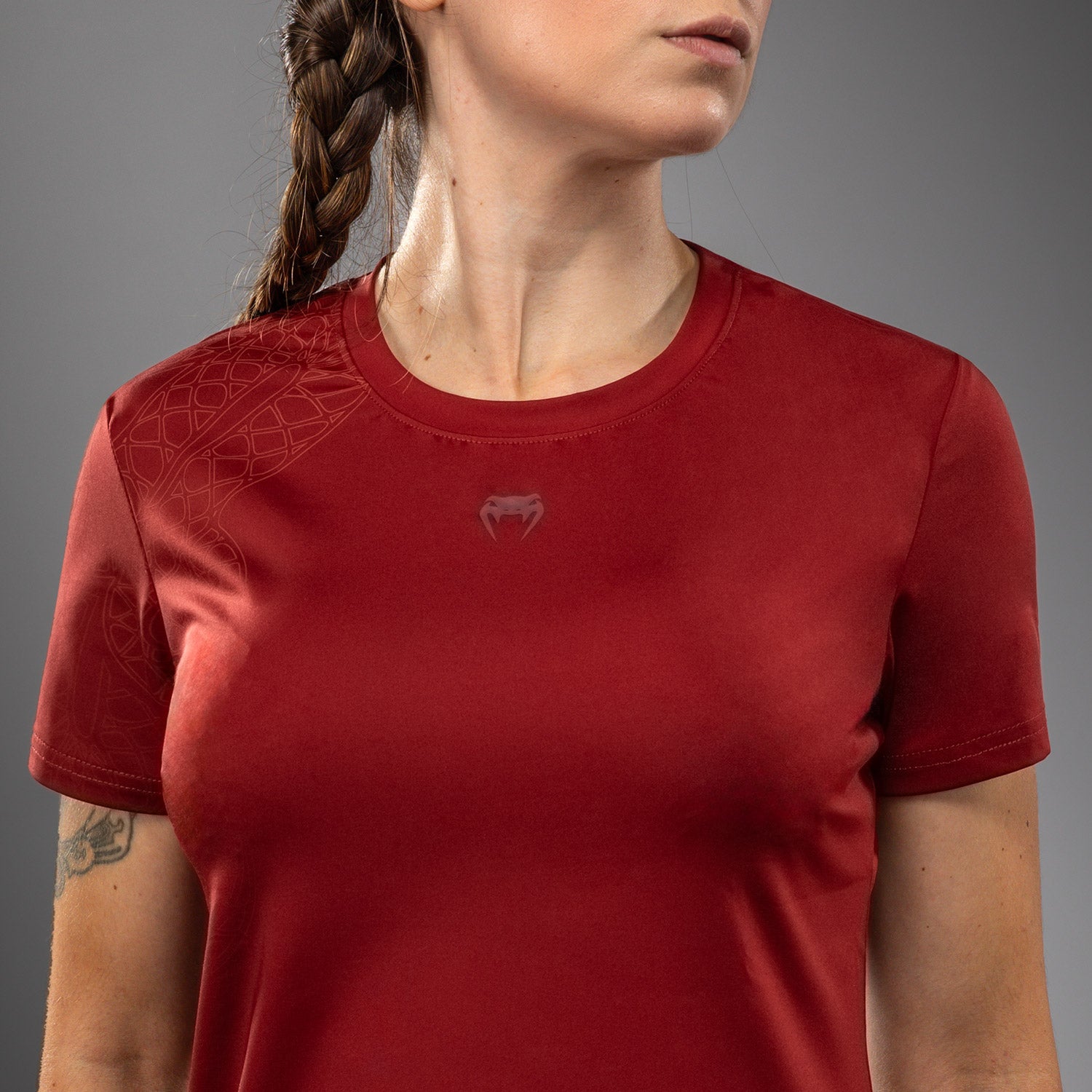 venum-serpenti-damen-dry-tech-t-shirt-burgunder-elfenbein image 5