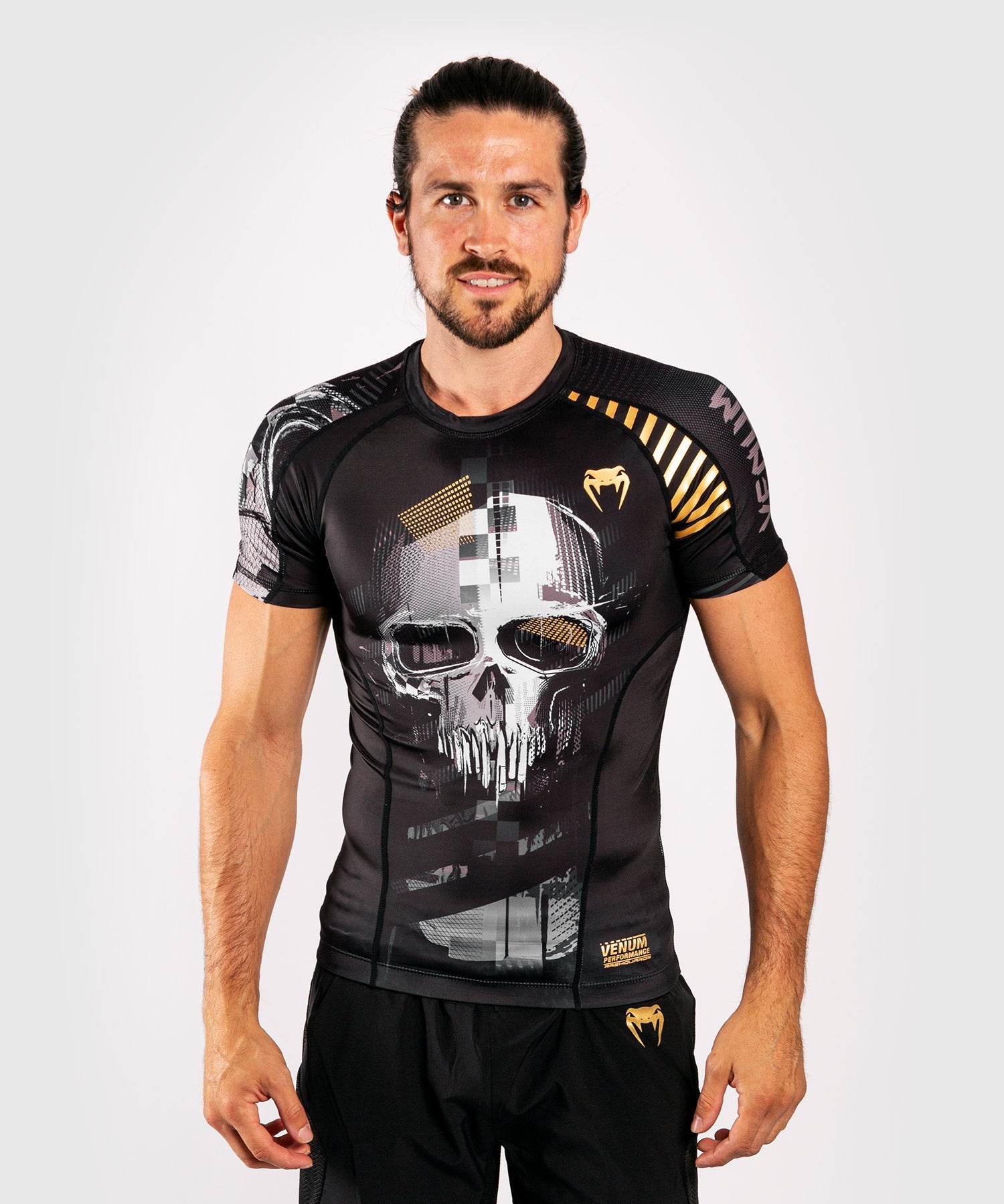 venum-skull-rashguard-kurze-rmel-kompressionsshirt-herren-schwarz image 1