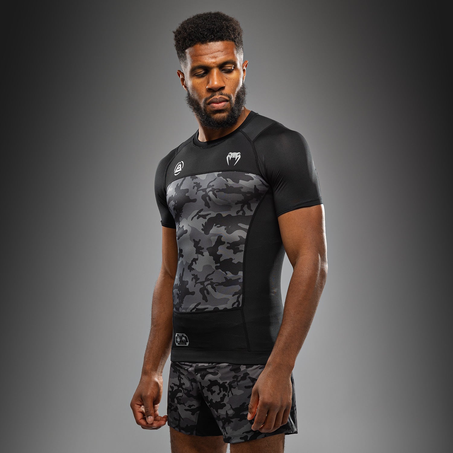 venum-x-polaris-kurzarm-rashguard-schwarz-grau-herren image 2