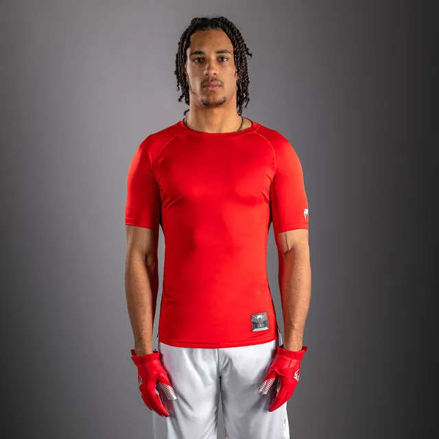 venum-lineup-kompressionsshirt-kurzarm-herren-rot-wei image 1