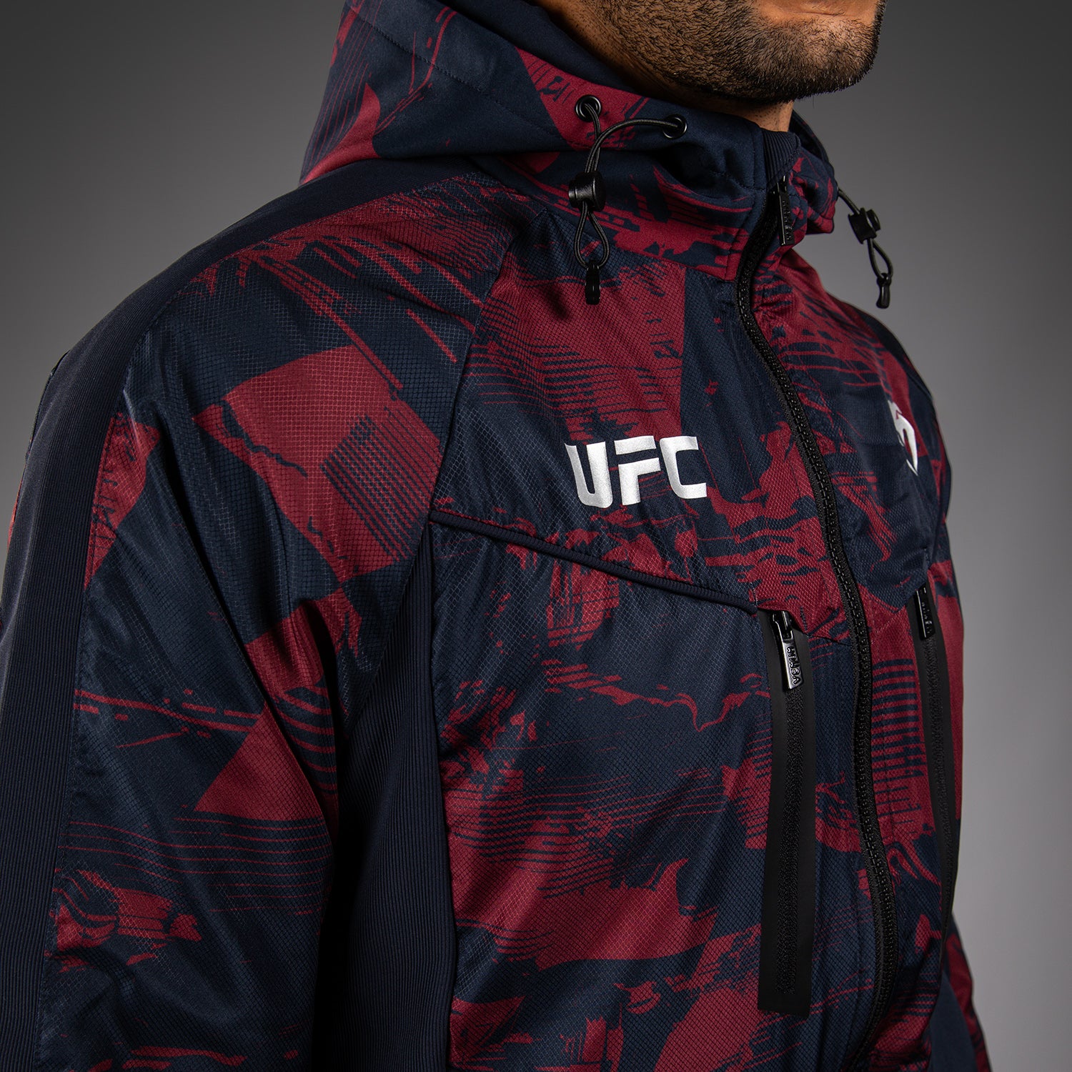 ufc-zenith-by-venum-authentic-fight-week-zip-hoodie-herren-marineblau-burgunderr image 4