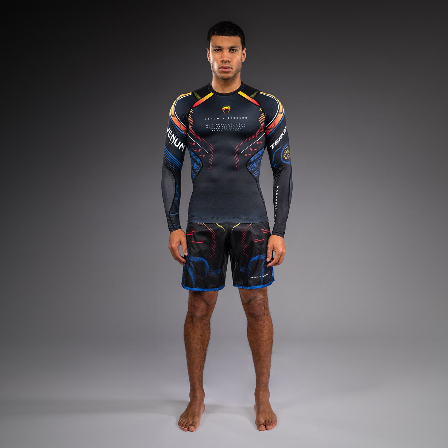 venum-x-tekken-8-yoshimitsu-langarm-rashguard-schwarz-orange image 7