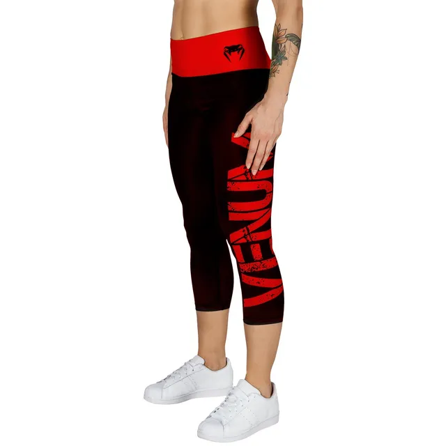 venum-power-kurze-leggings-damen-schwarz-rot image 1