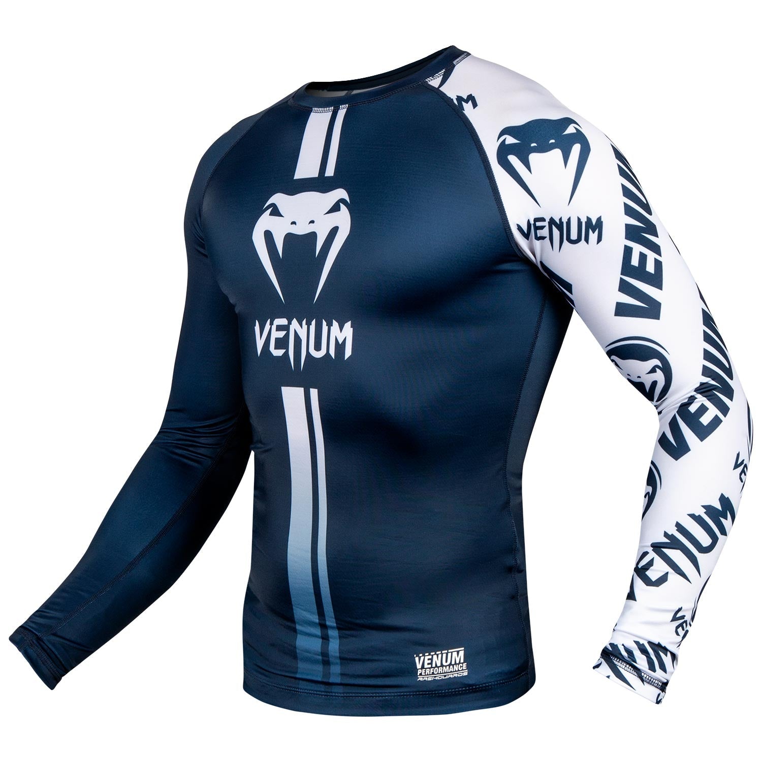 venum-logos-rashguard-langarm-marineblau-wei image 2