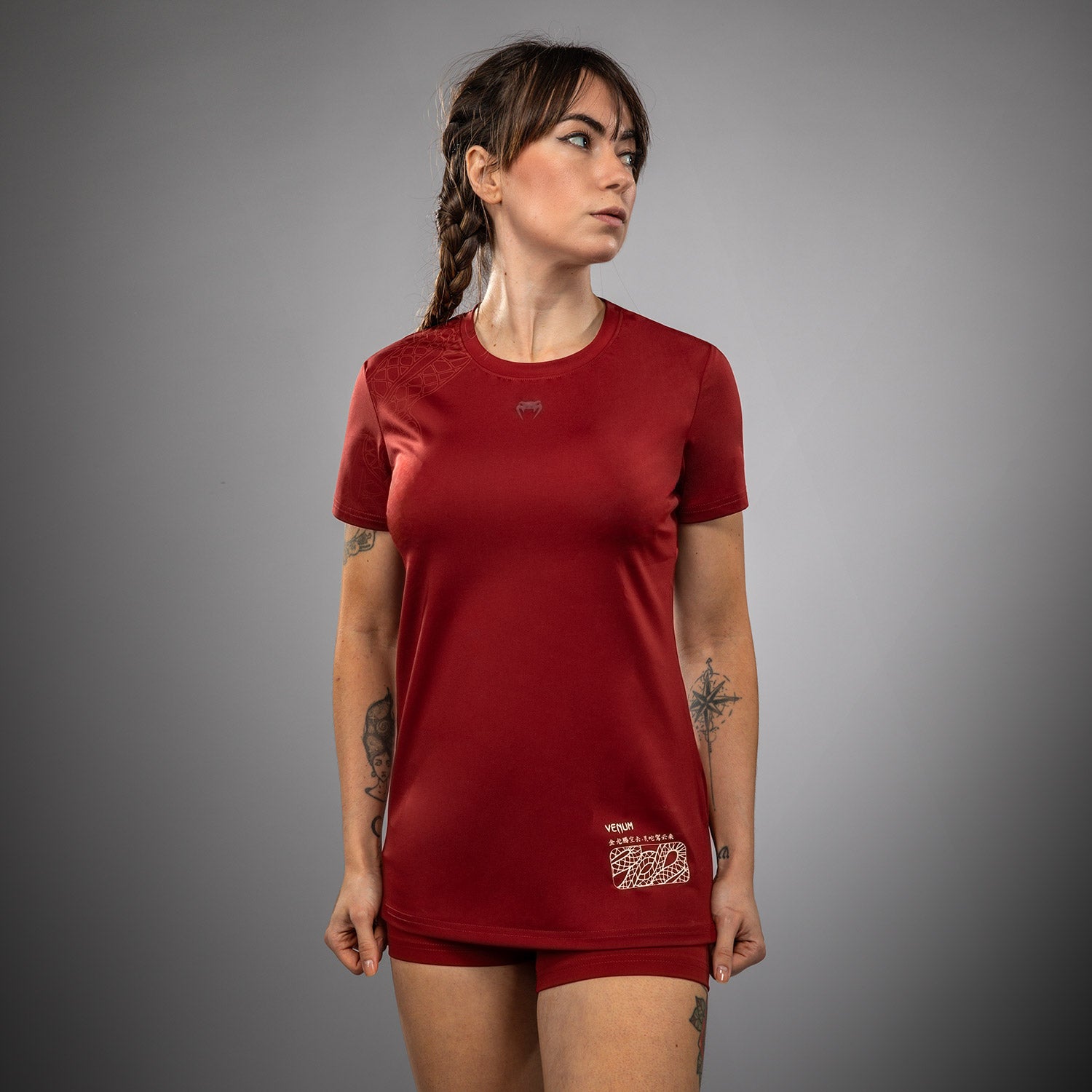 venum-serpenti-damen-dry-tech-t-shirt-burgunder-elfenbein image 1