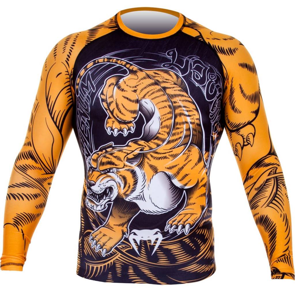venum-tiger-rashguard-langarm-herren-schwarz-orange image 1