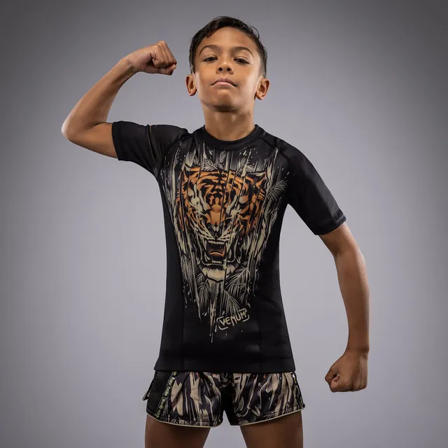 venum-tiger-rashguard-kinder-kurzarm-schwarz-neon-orange image 1