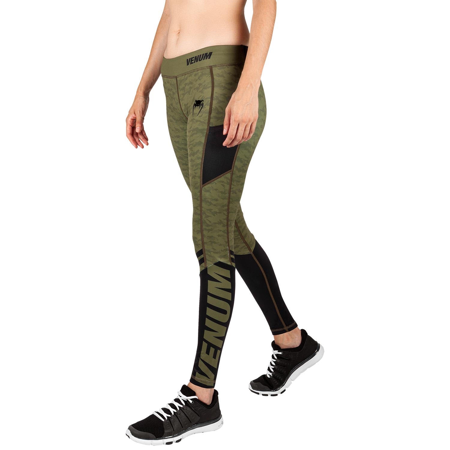venum-power-2-0-leggings-damen-khaki-schwarz image 2