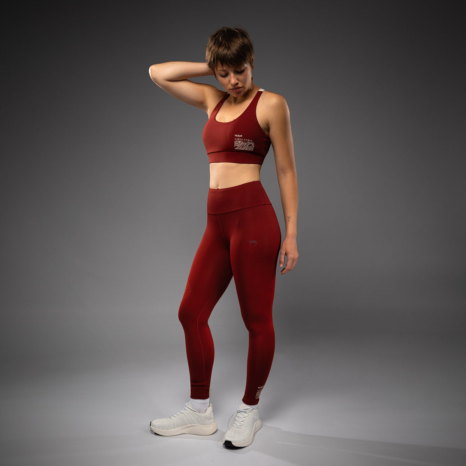 venum-serpenti-damen-leggings-burgunder-elfenbein image 3
