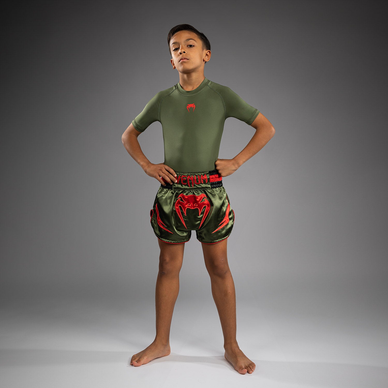 venum-inferno-kinder-muay-thai-shorts-armeegr-n-orange image 4