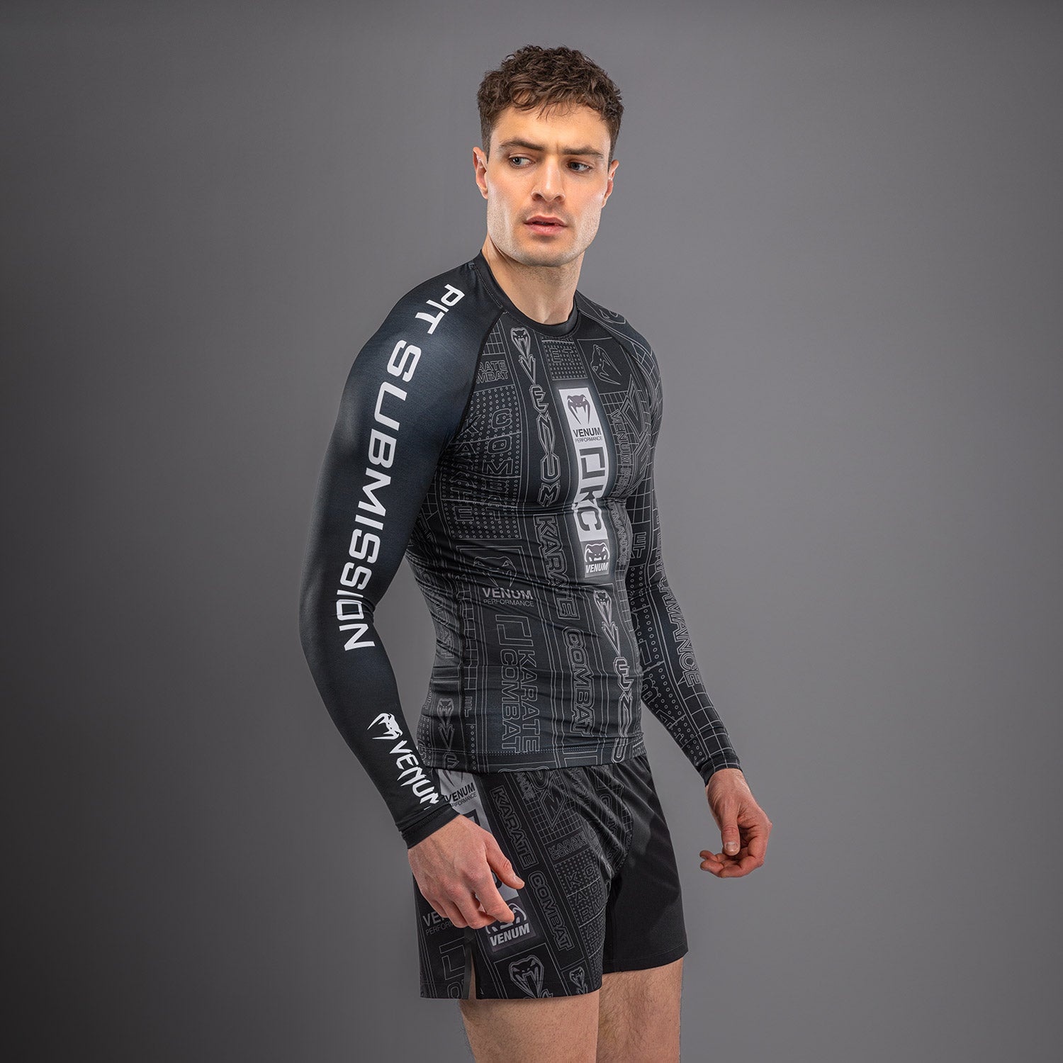 karate-combat-by-venum-langarm-rashguard-schwarz-grau image 2