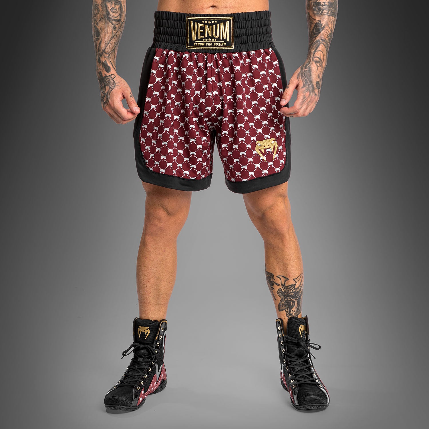 venum-monogram-boxershorts-schwarz-burgund image 4