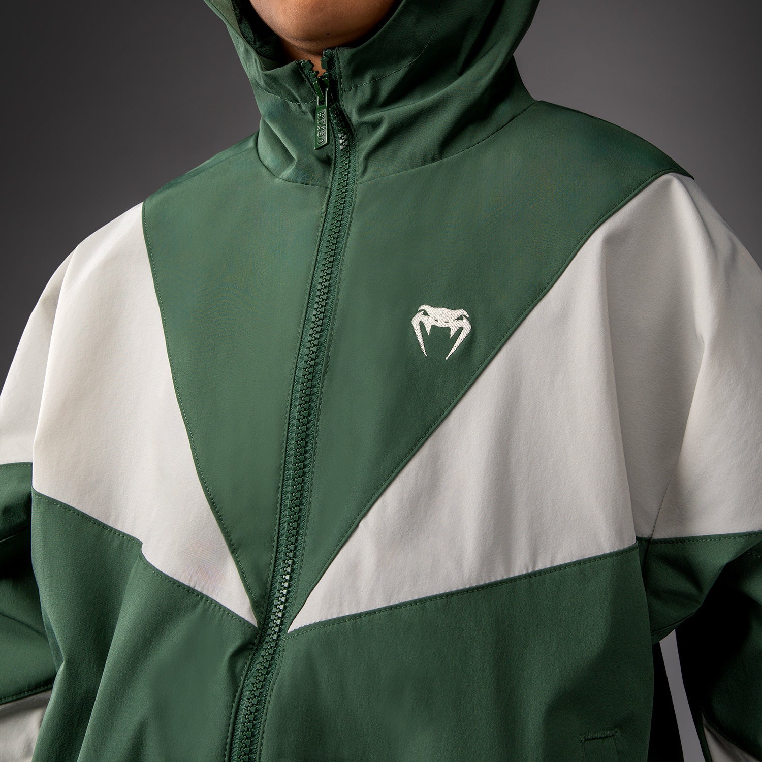 venum-vectra-trackjacke-kinder-waldgr-n-off-wei-mit-kapuze image 6