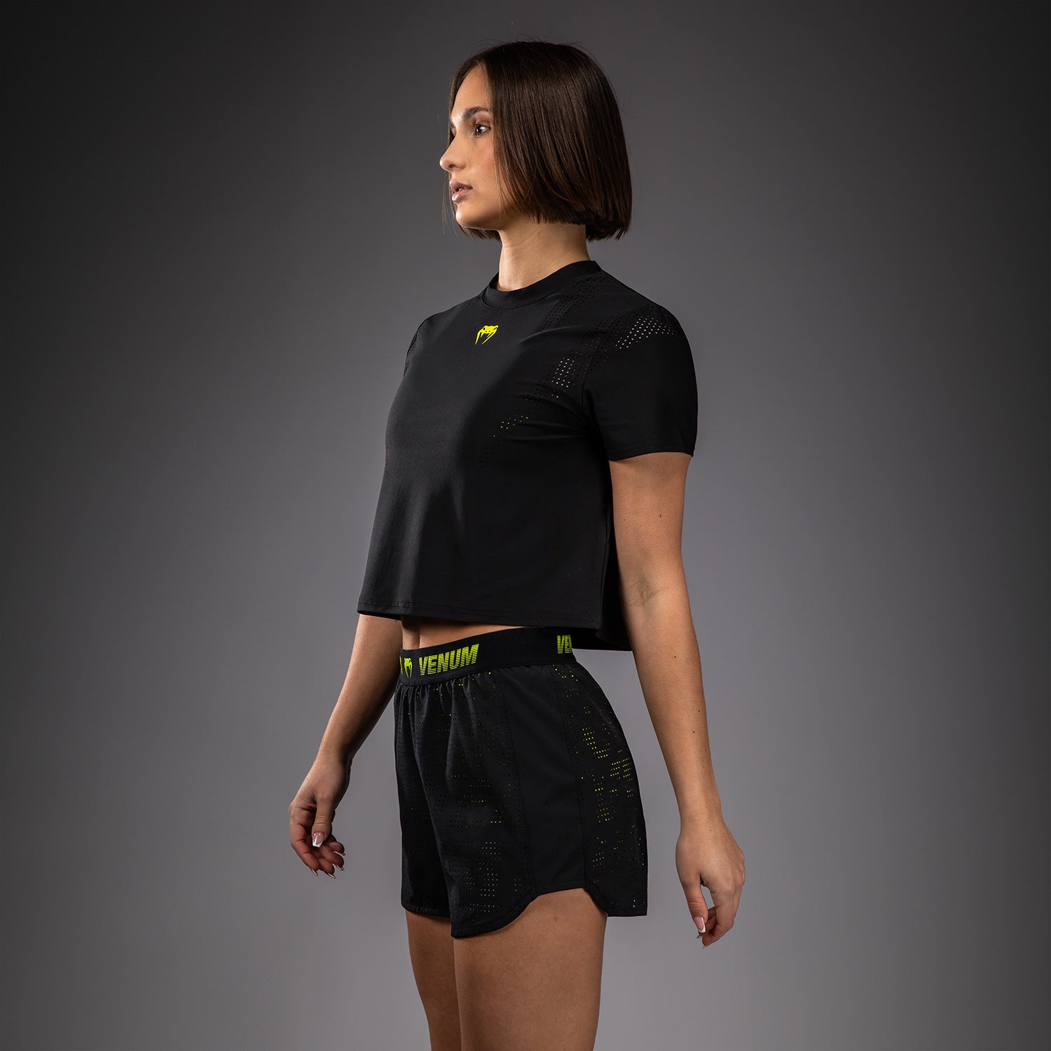 venum-lazer-trainingsshorts-f-r-damen-schwarz-gelb image 7