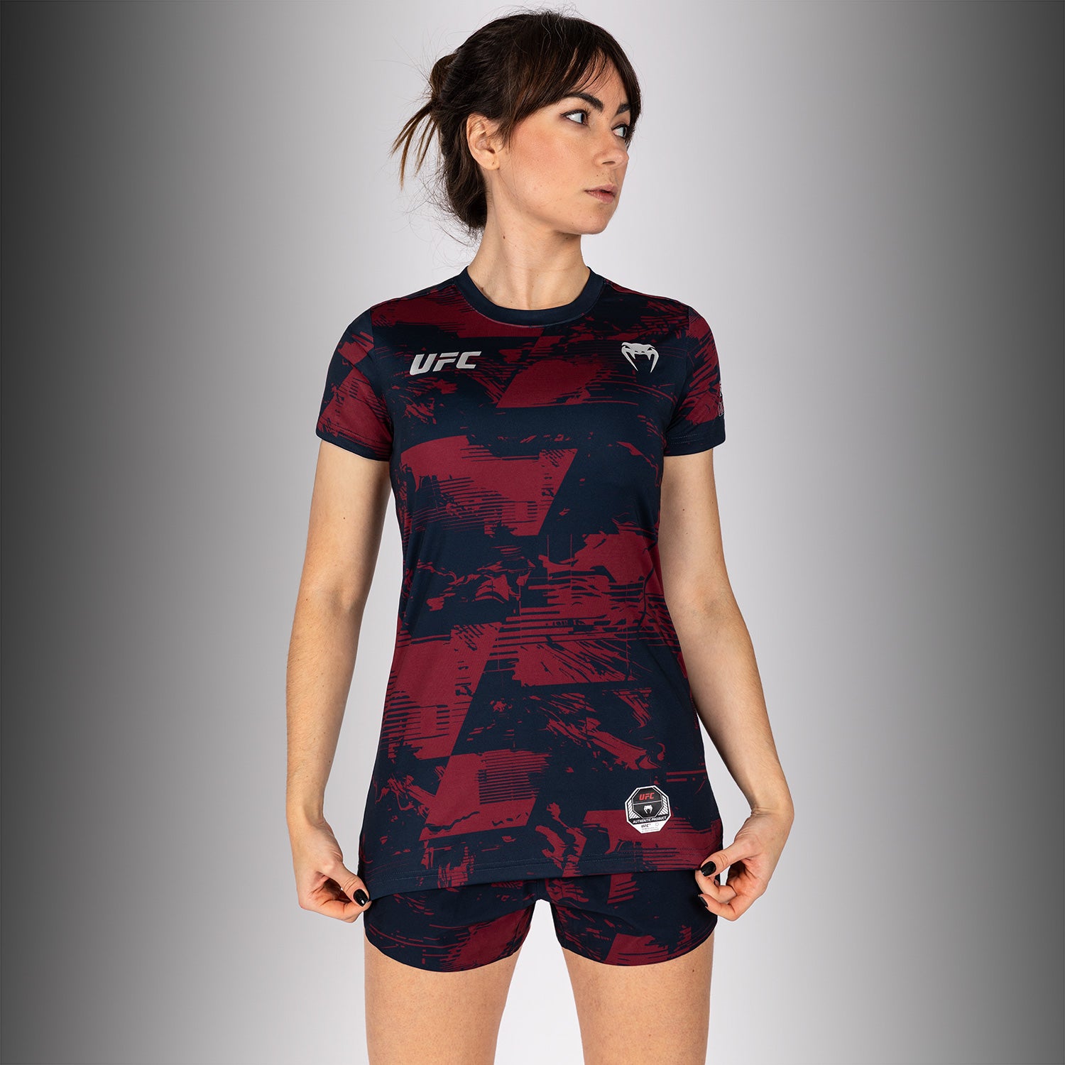 ufc-zenith-by-venum-authentic-fight-week-t-shirt-damen-marineblau-burgunderrot-s image 1